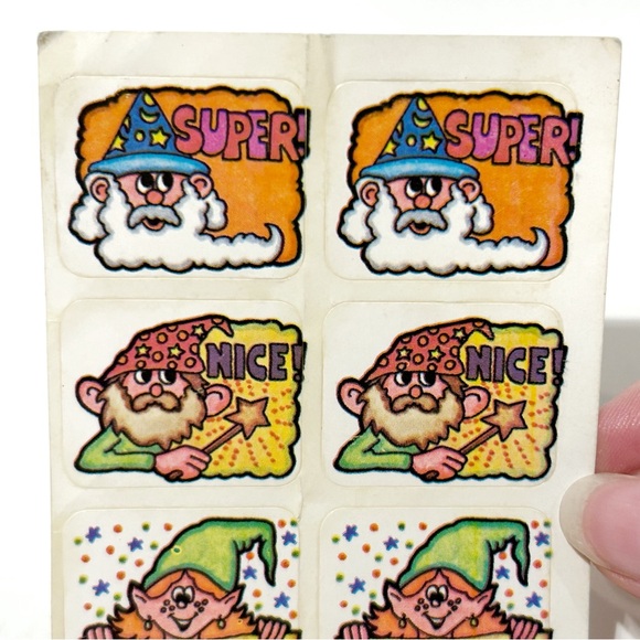 Vintage Wizard Witches Elf Gnome Praise Stickers Great Nice Super Teacher School - Picture 4 of 7